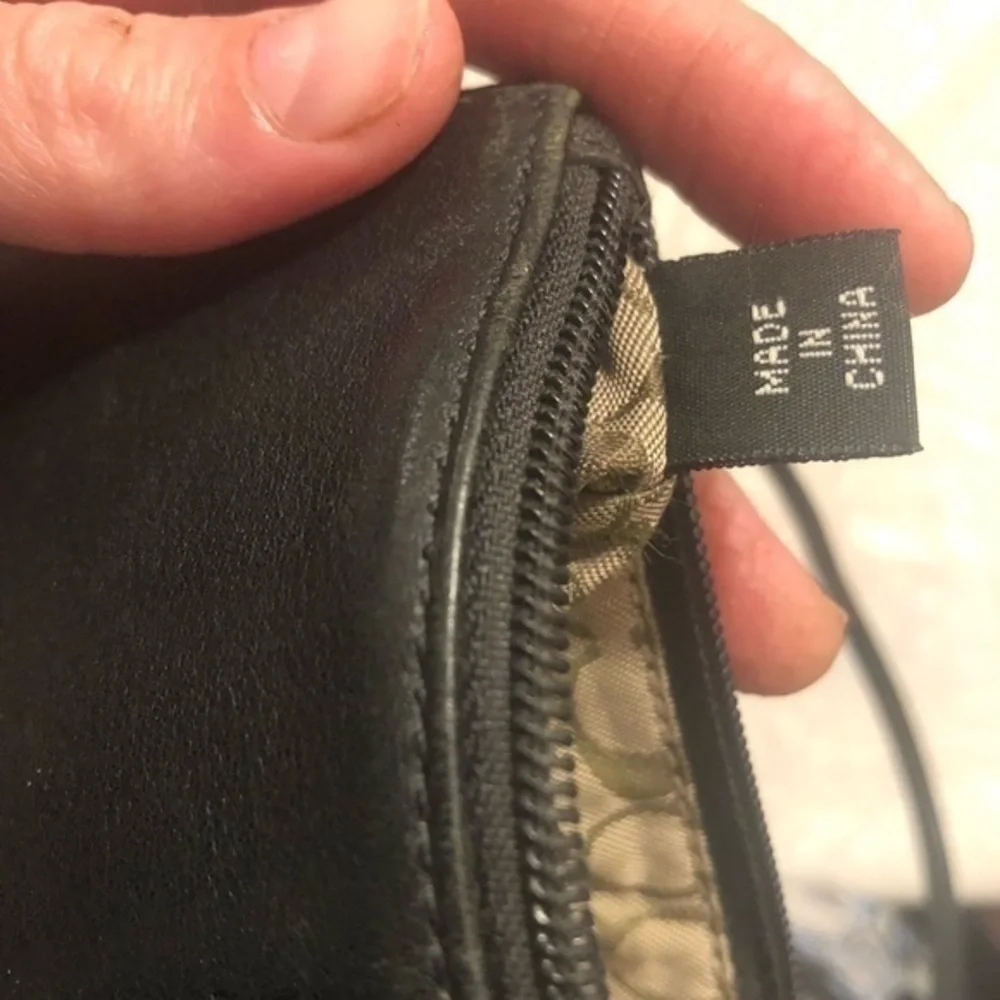 Coach black leather wristlet bag